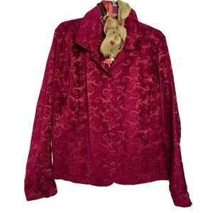 Croft & Barrow Women's Red Blazer Coat Jacket Plus Scarf Sz L